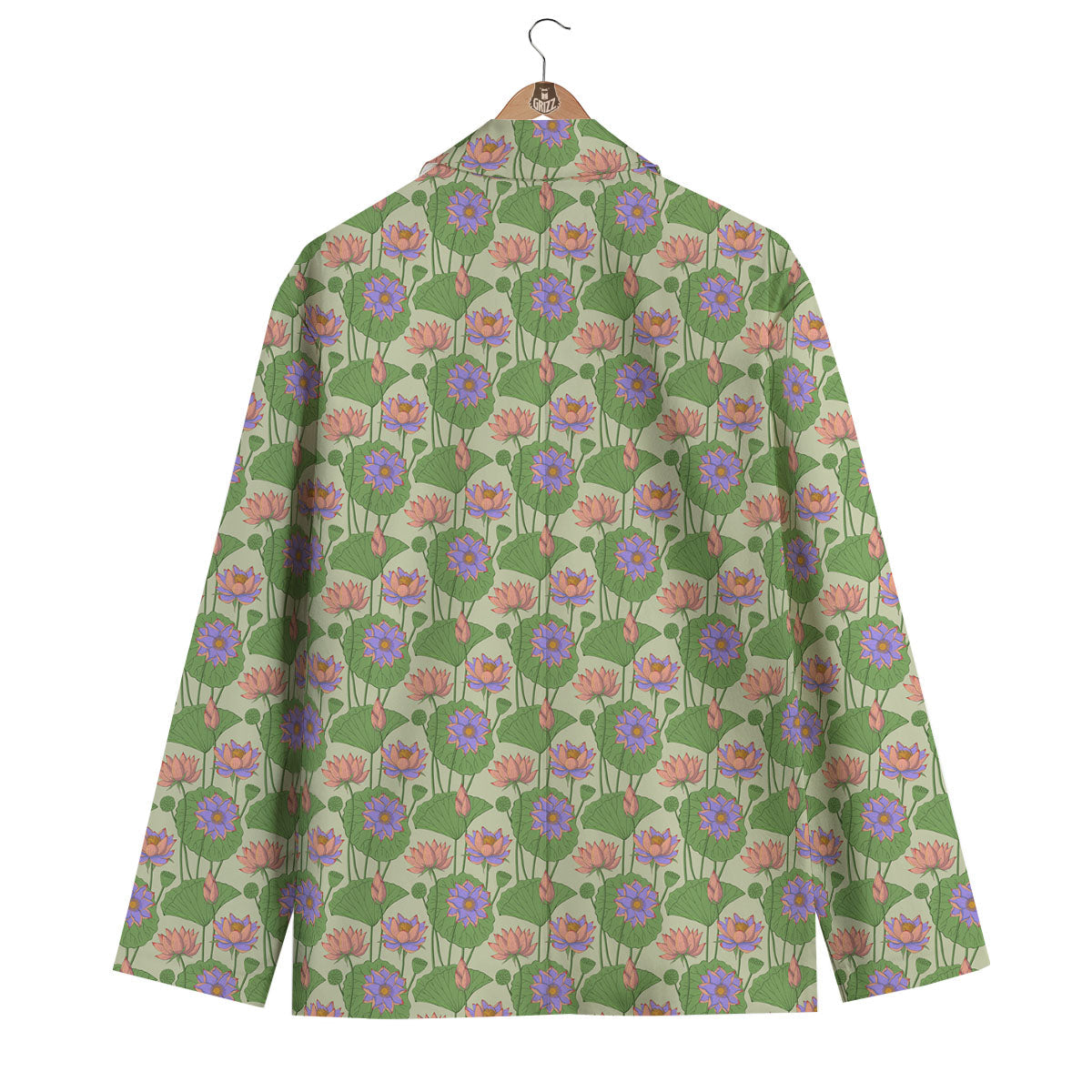 Lotus Leaf And Flower Print Pattern Men's Blazer-grizzshop