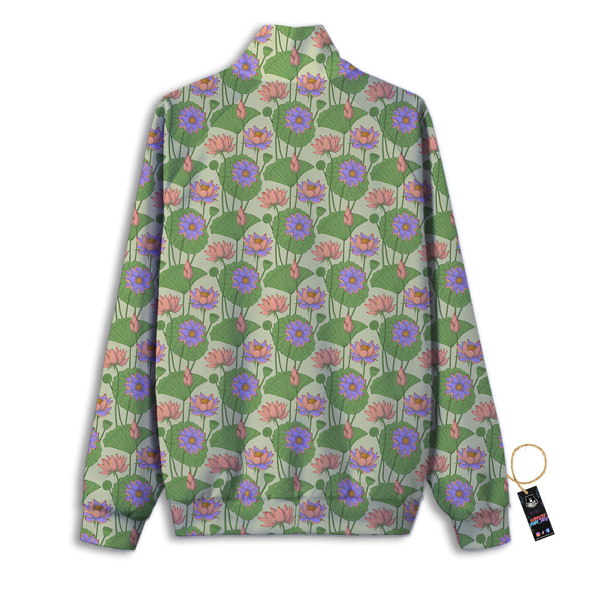 Lotus Leaf And Flower Print Pattern Track Jacket-grizzshop