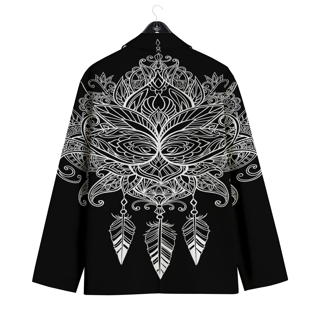Lotus Mandala White And Black Print Men's Sport Coat-grizzshop