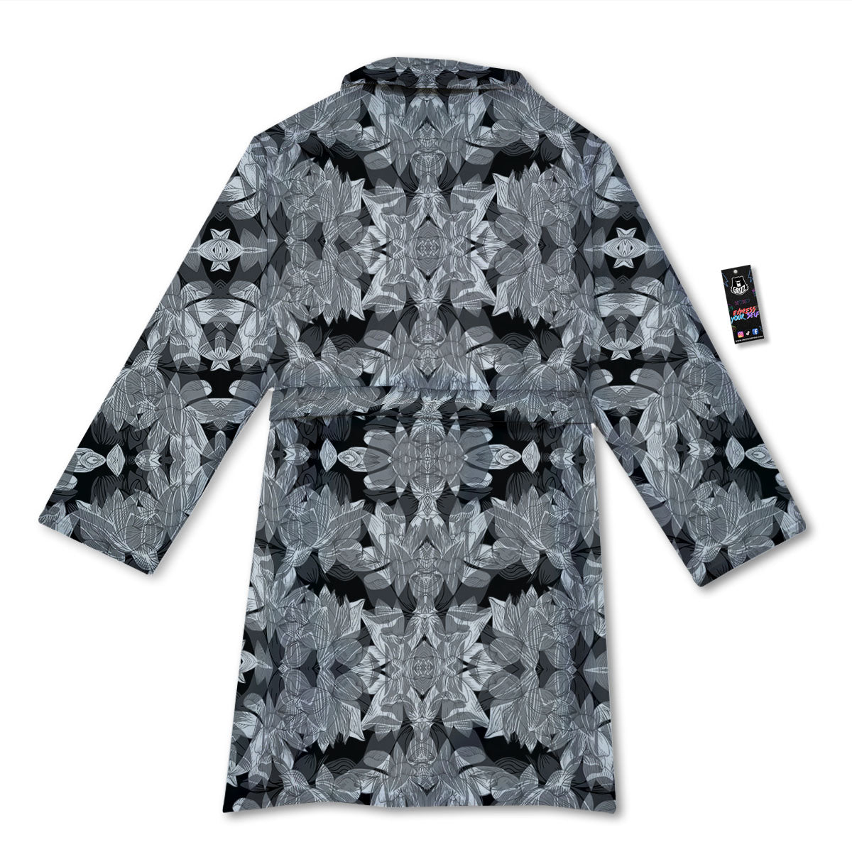 Lotus Monochrome Print Pattern Bathrobe-grizzshop