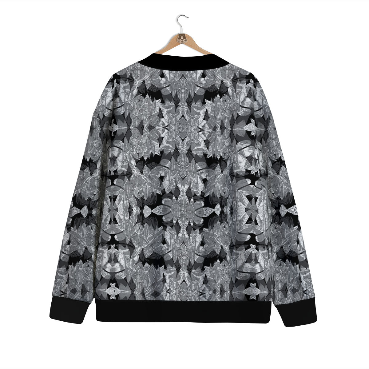 Lotus Monochrome Print Pattern Cardigan-grizzshop