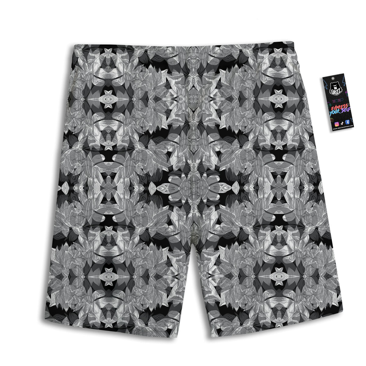 Lotus Monochrome Print Pattern Men's Athletic Shorts