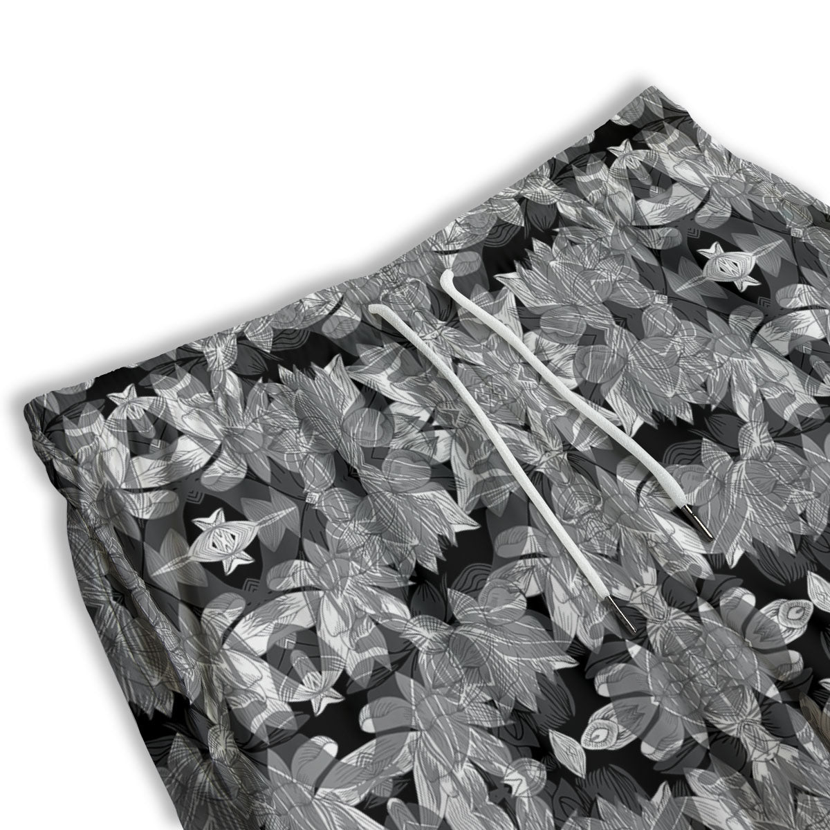 Lotus Monochrome Print Pattern Men's Athletic Shorts