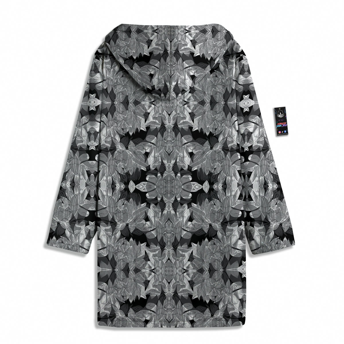 Lotus Monochrome Print Pattern Men's Windbreaker Jacket-grizzshop