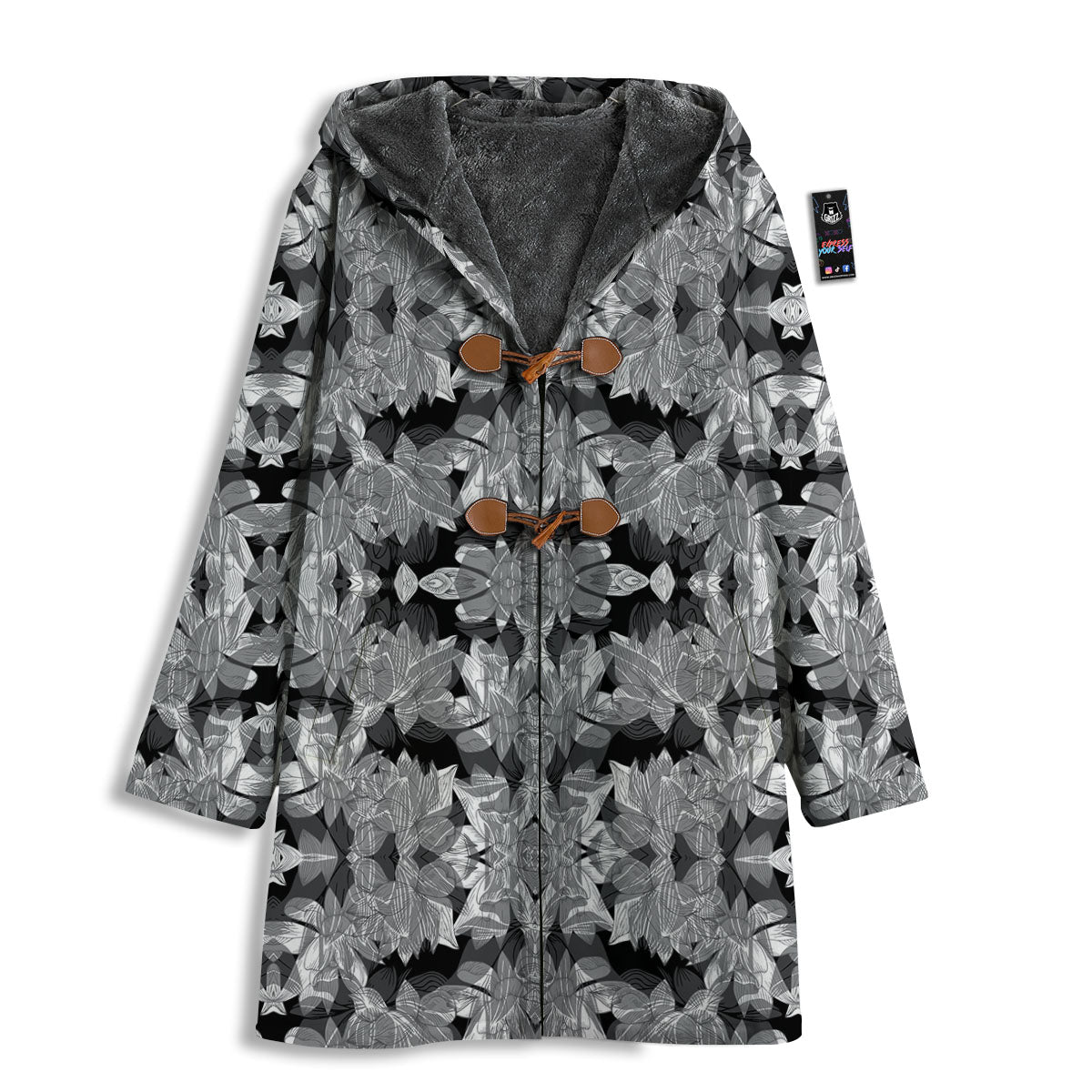 Lotus Monochrome Print Pattern Men's Windbreaker Jacket-grizzshop