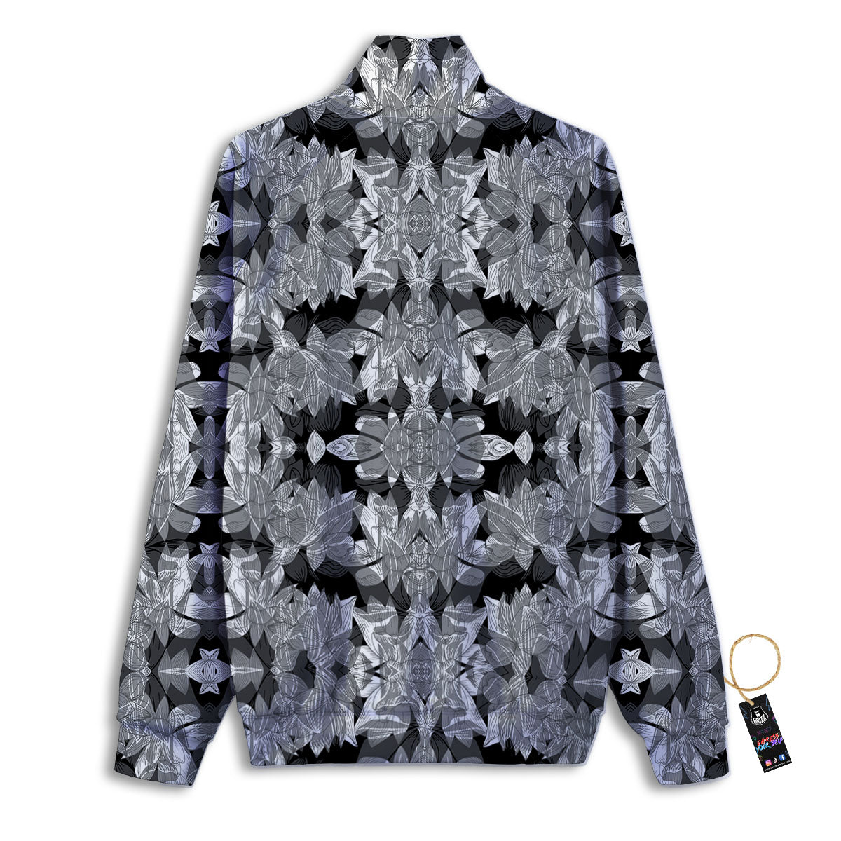Lotus Monochrome Print Pattern Track Jacket-grizzshop