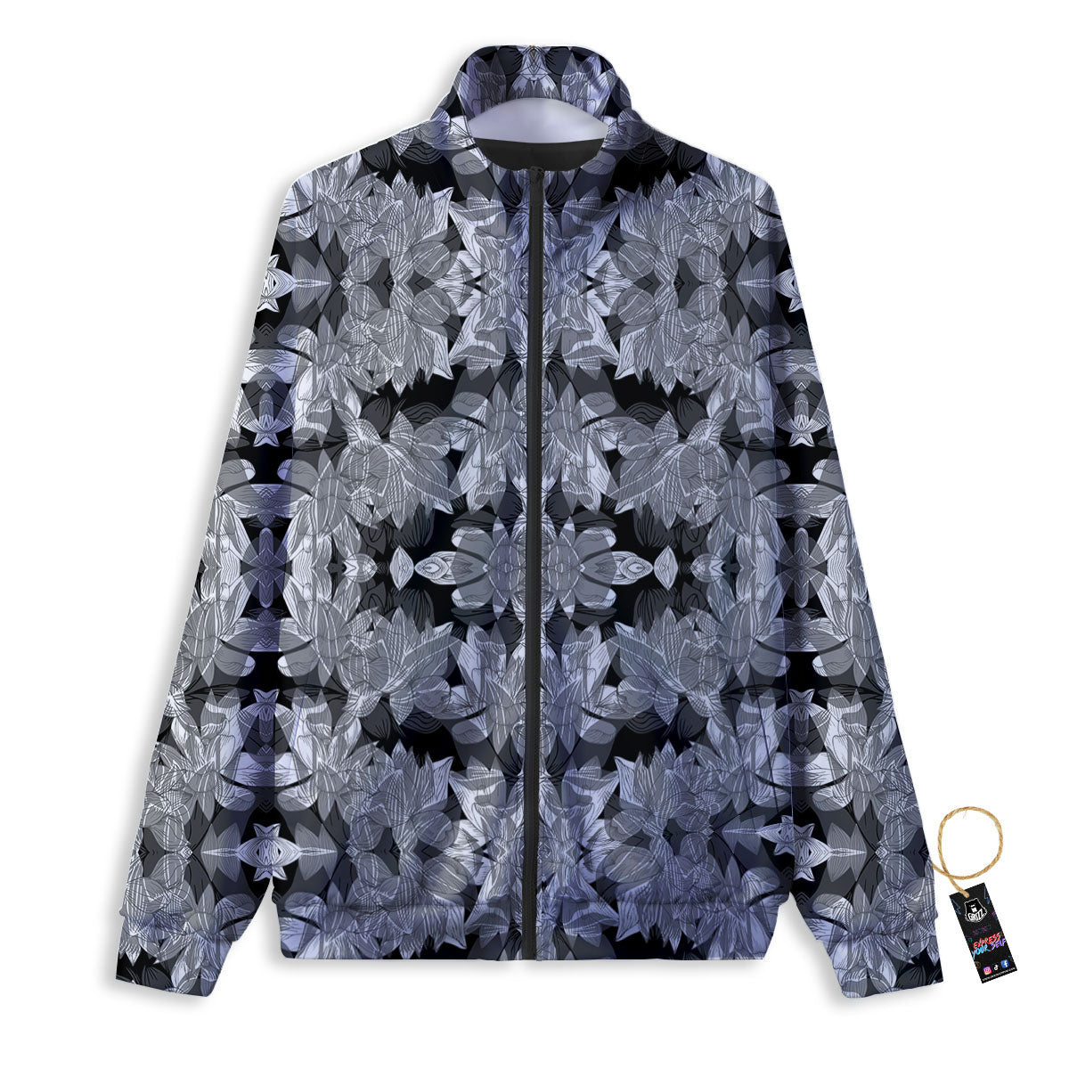 Lotus Monochrome Print Pattern Track Jacket-grizzshop