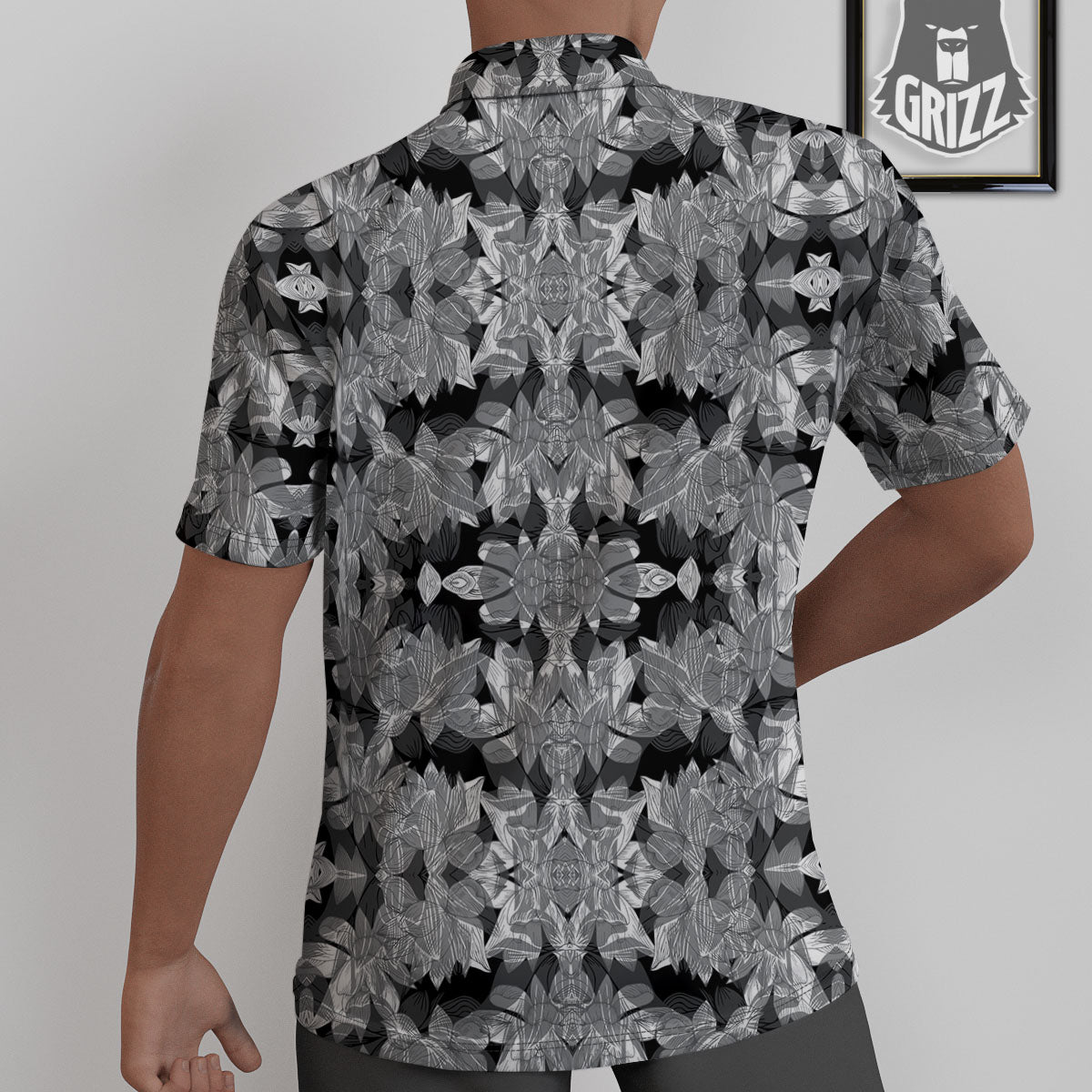Lotus Monochrome Print Pattern Untucked Shirts-grizzshop