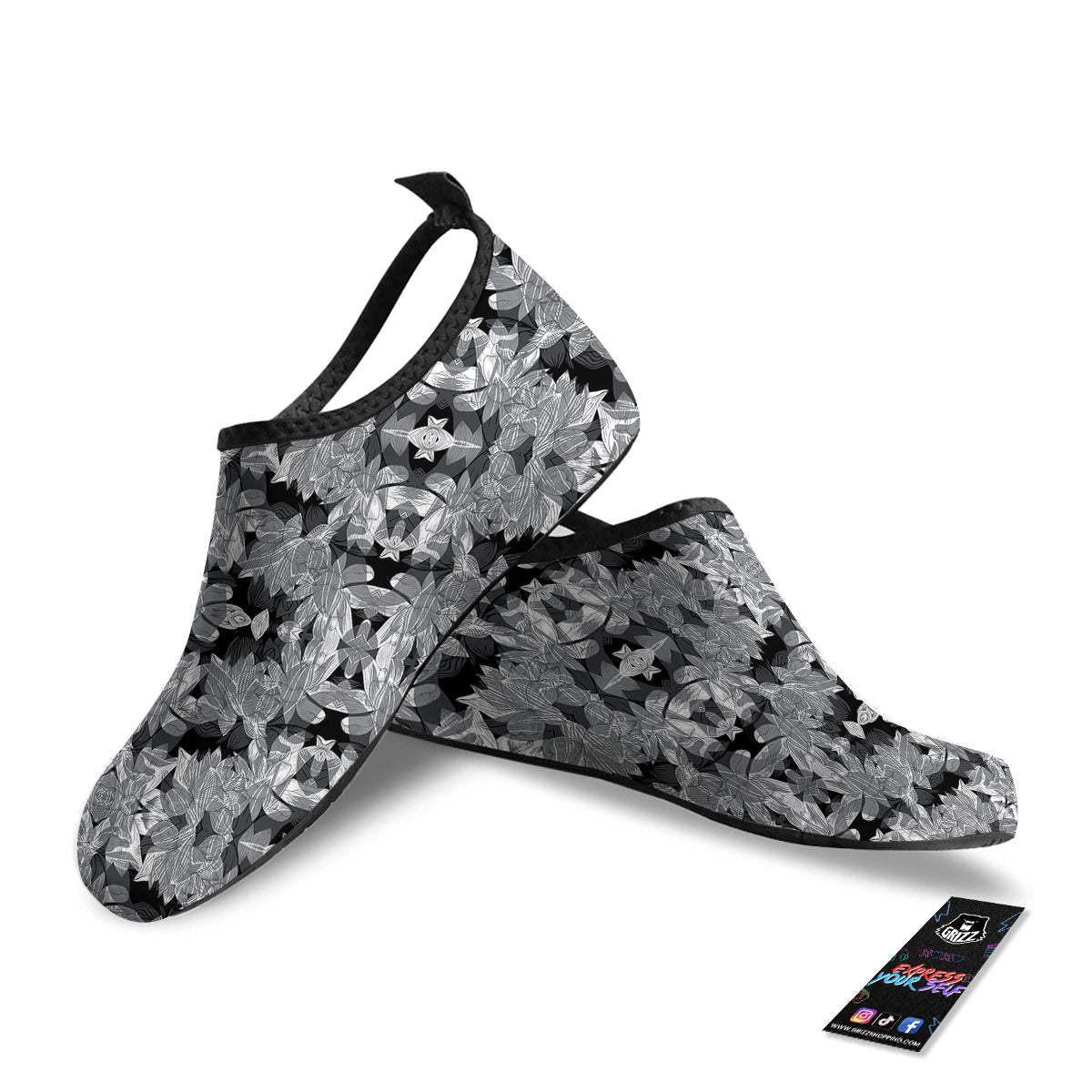Lotus Monochrome Print Pattern Water Shoes-grizzshop