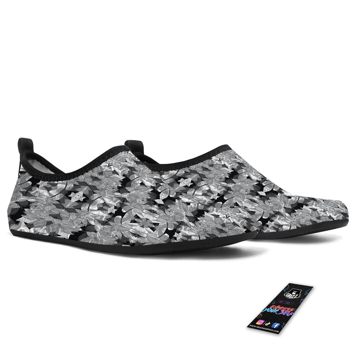 Lotus Monochrome Print Pattern Water Shoes-grizzshop