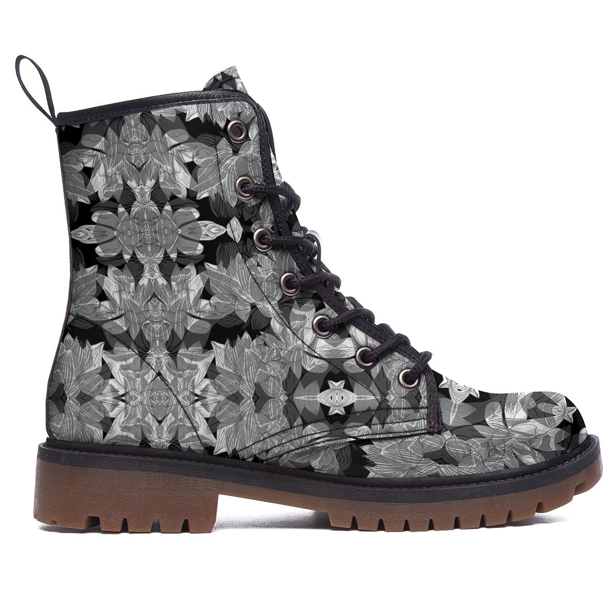 Lotus Monochrome Print Pattern Work Boots-grizzshop