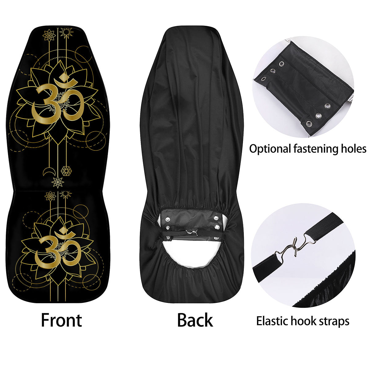 Lotus Om Gold Print Car Seat Covers-grizzshop