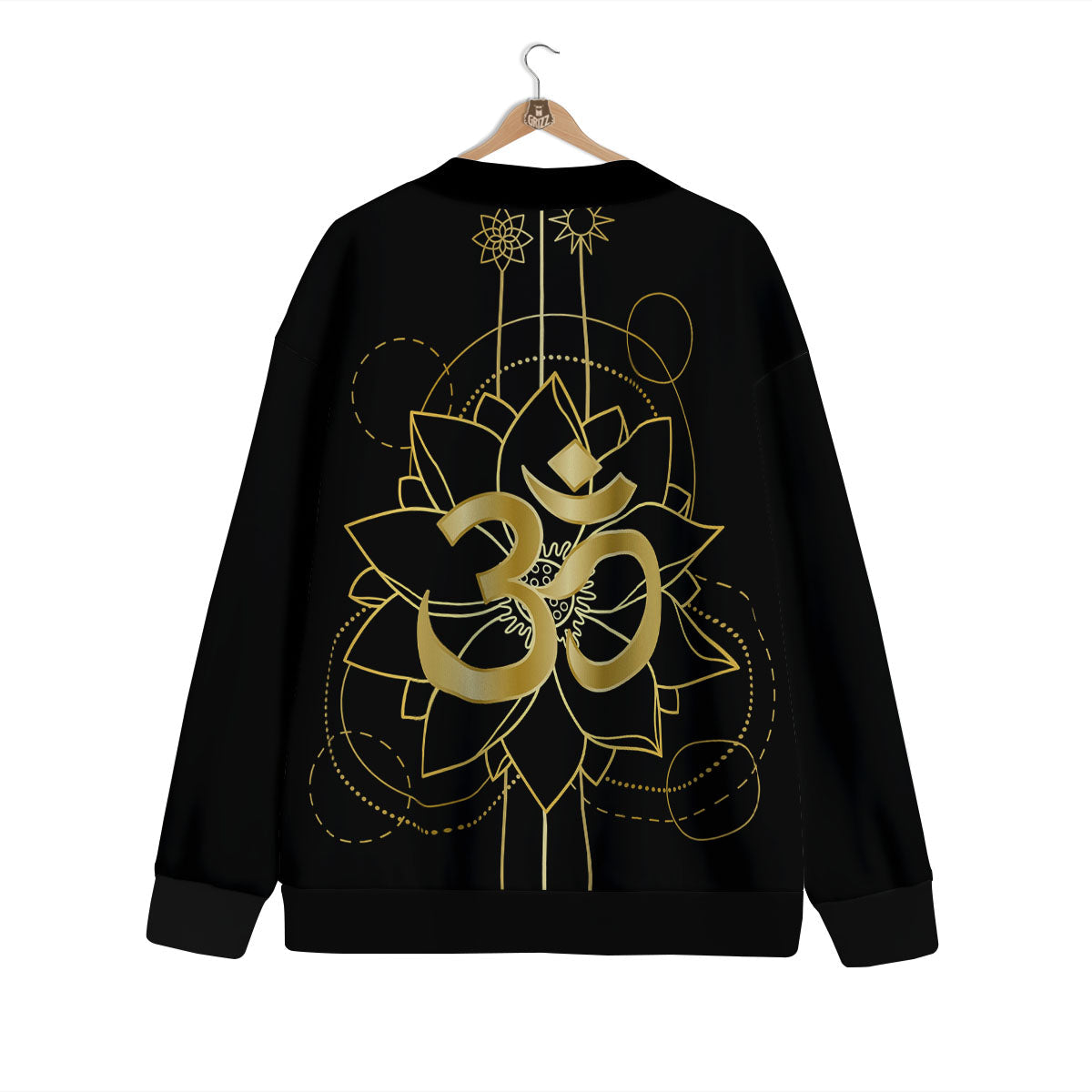 Lotus Om Gold Print Cardigan-grizzshop
