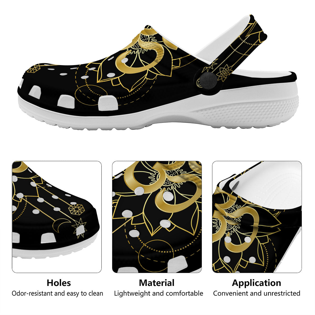 Lotus Om Gold Print Clog-grizzshop