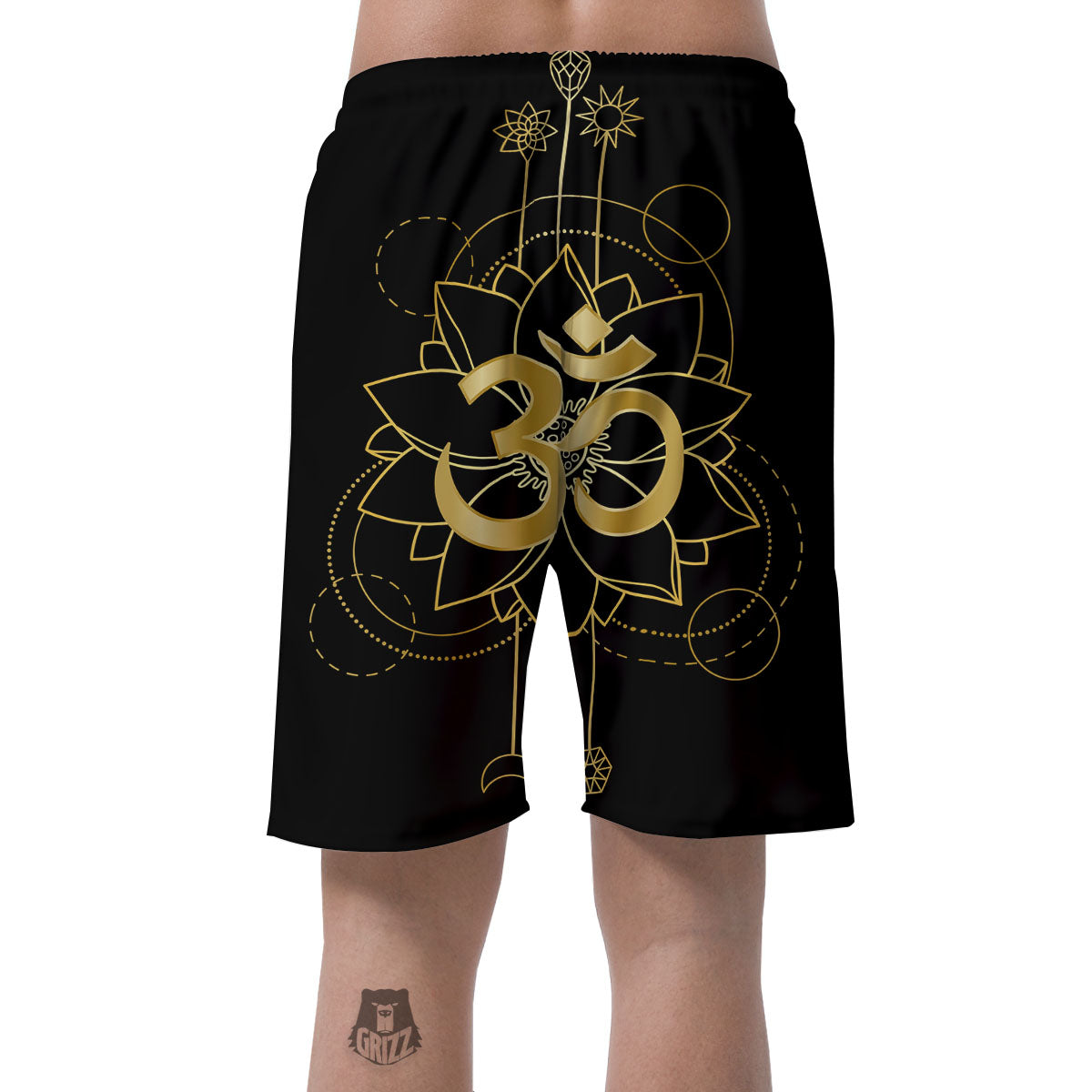 Lotus Om Gold Print Men's Shorts-grizzshop