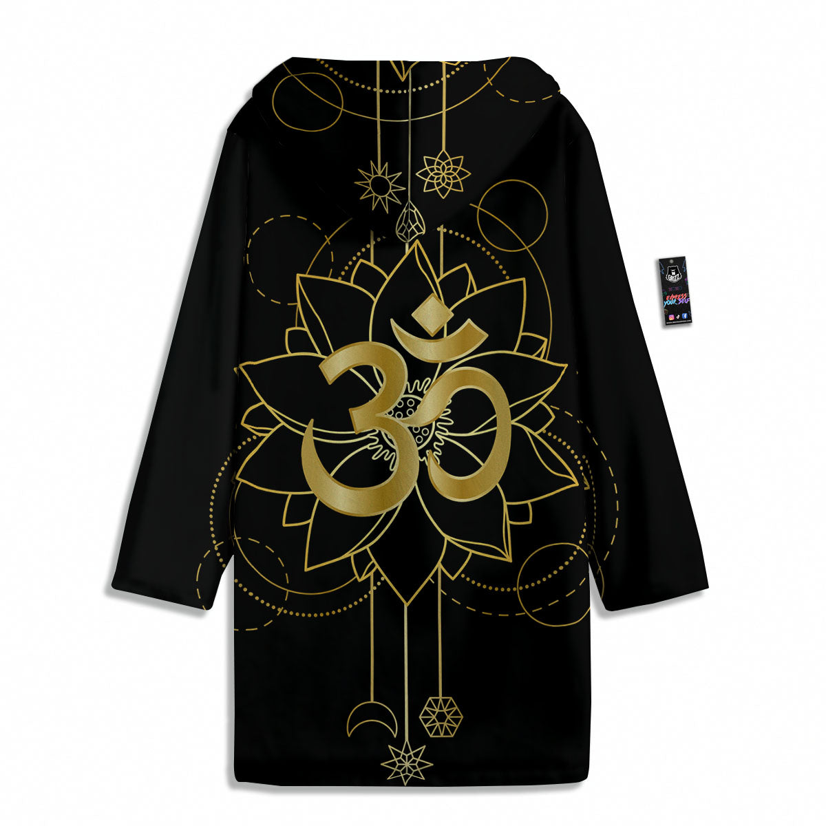 Lotus Om Gold Print Men's Windbreaker Jacket-grizzshop