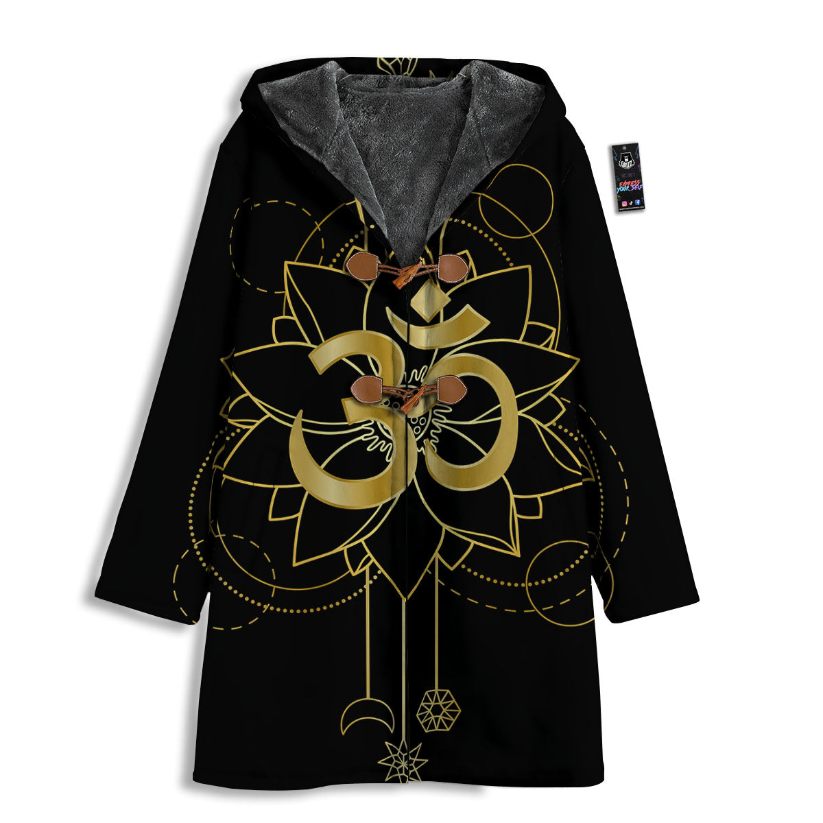 Lotus Om Gold Print Men's Windbreaker Jacket-grizzshop