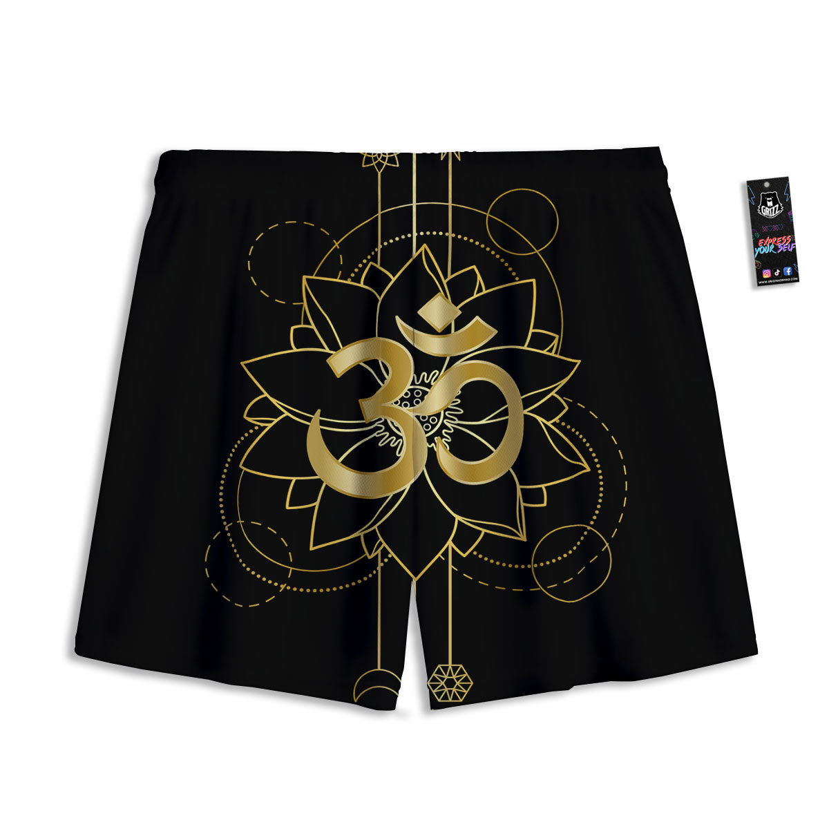 Lotus Om Gold Print Mesh Shorts