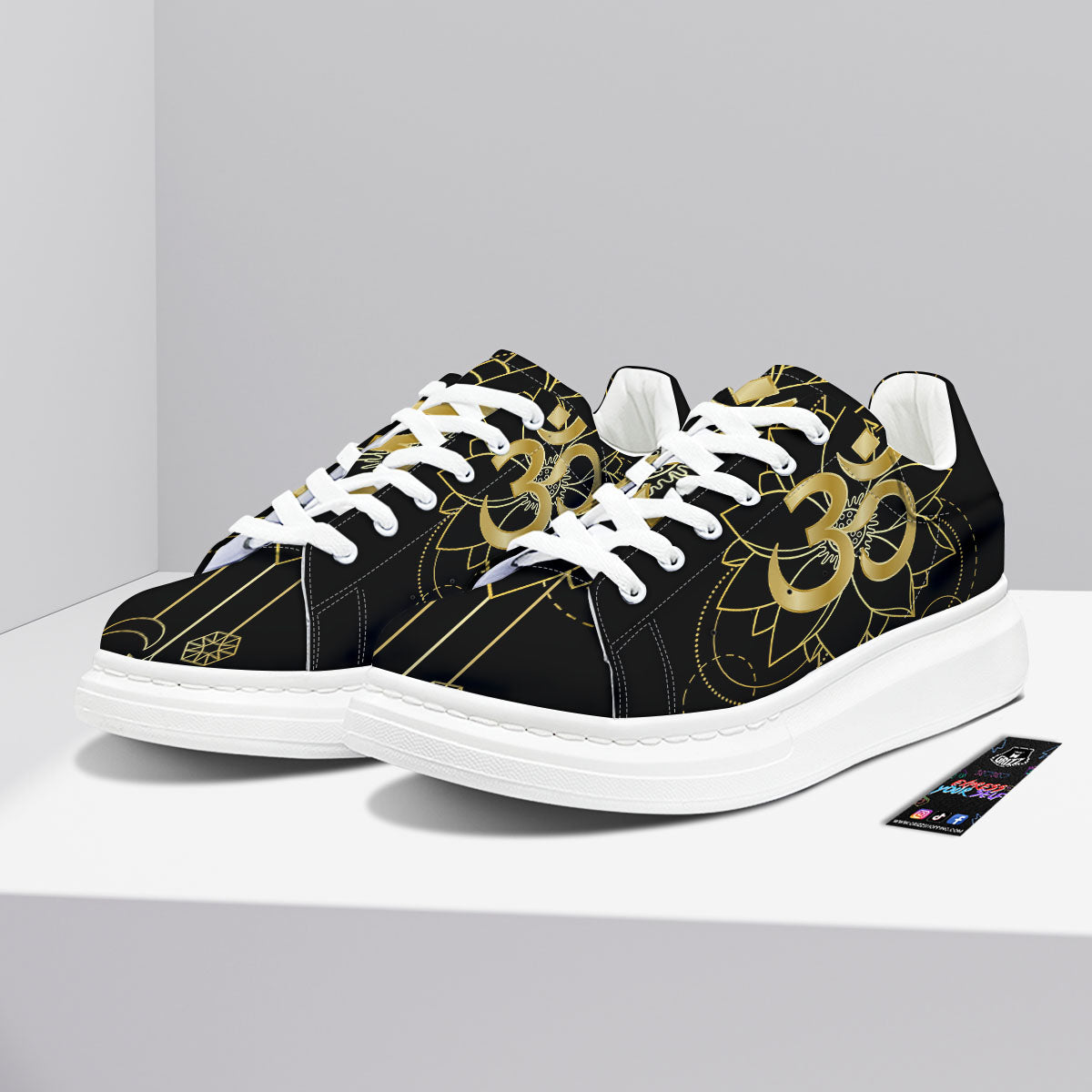 Lotus Om Gold Print Platform Shoes-grizzshop