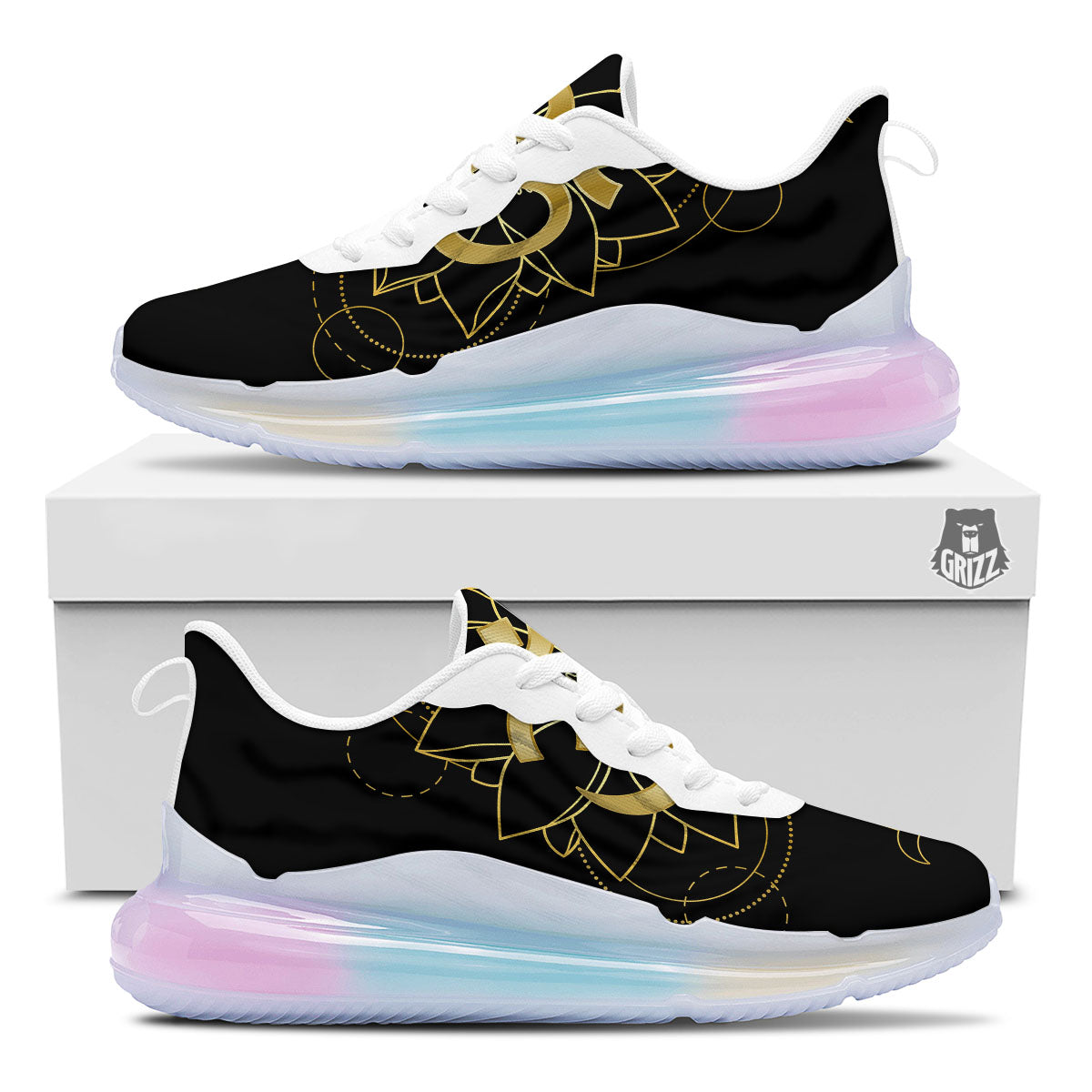 Lotus Om Gold Print Running Sneakers-grizzshop