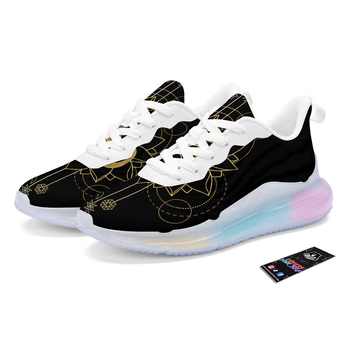 Lotus Om Gold Print Running Sneakers-grizzshop