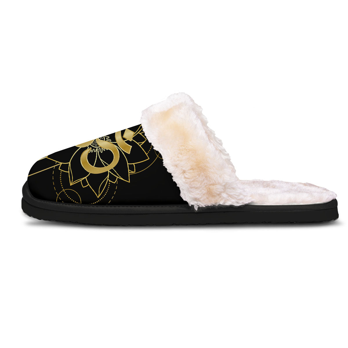 Lotus Om Gold Print Slippers-grizzshop