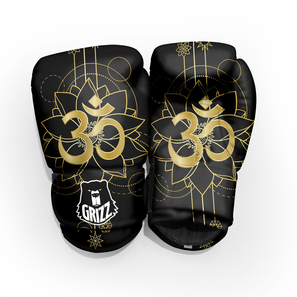 Lotus Om Gold Print Pro Boxing Glove
