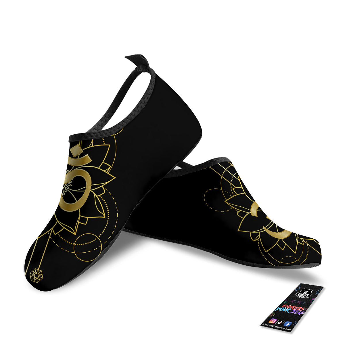 Lotus Om Gold Print Water Shoes-grizzshop