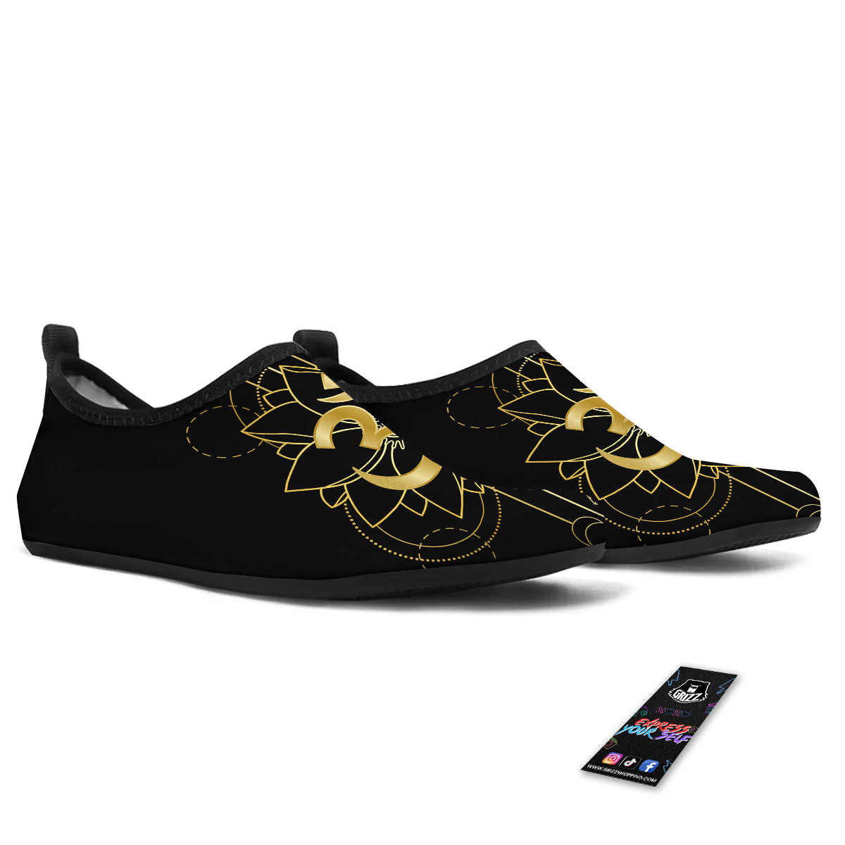Lotus Om Gold Print Water Shoes-grizzshop