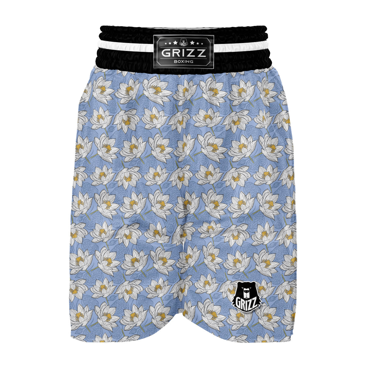 Lotus Pattern Print Boxing Shorts-grizzshop