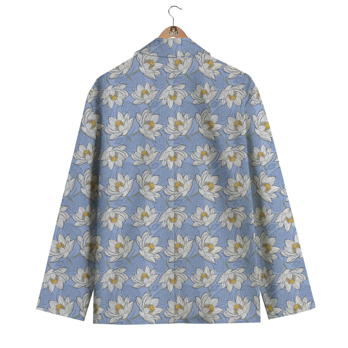 Lotus Pattern Print Men's Blazer-grizzshop