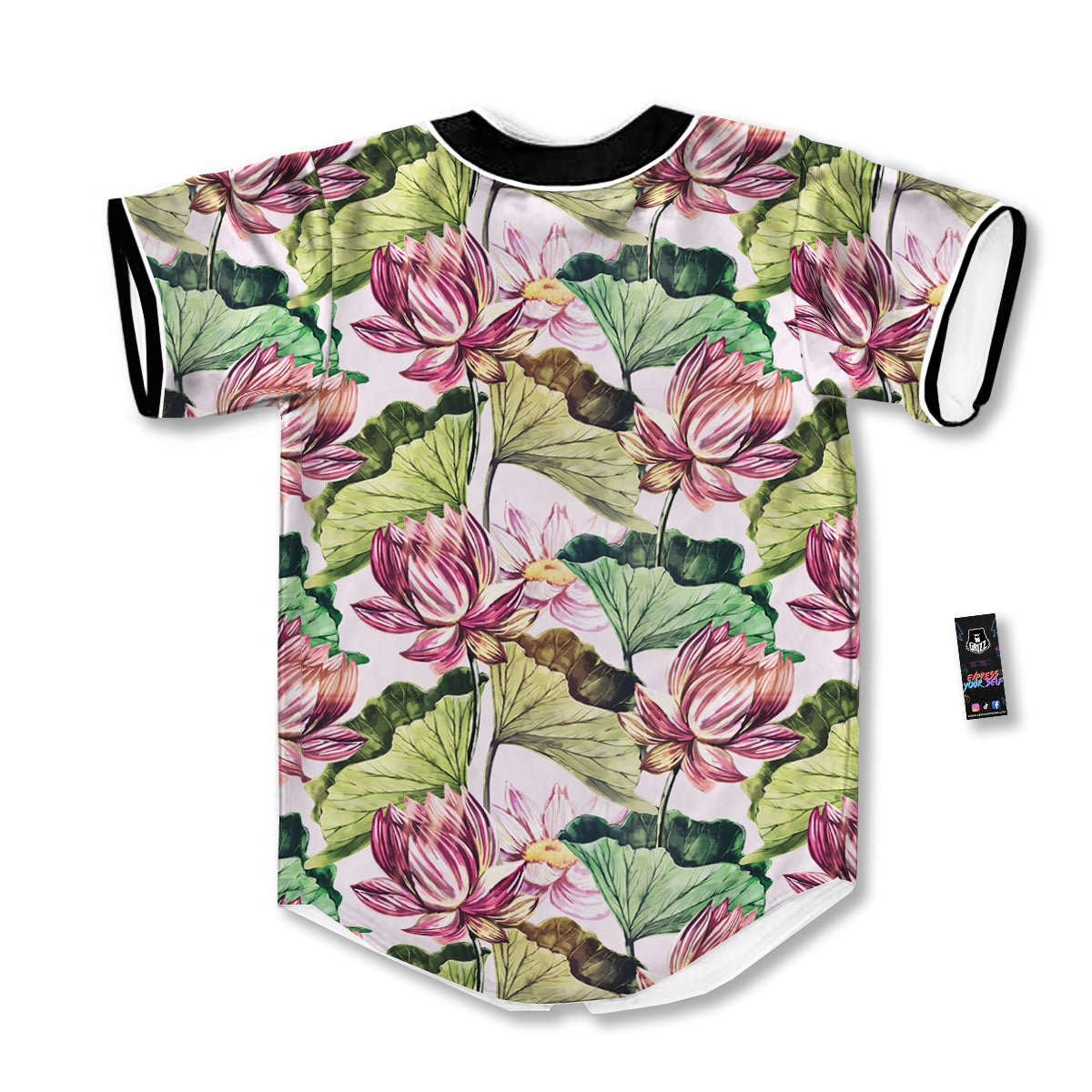 Lotus Pink Print Pattern Baseball Jersey-grizzshop