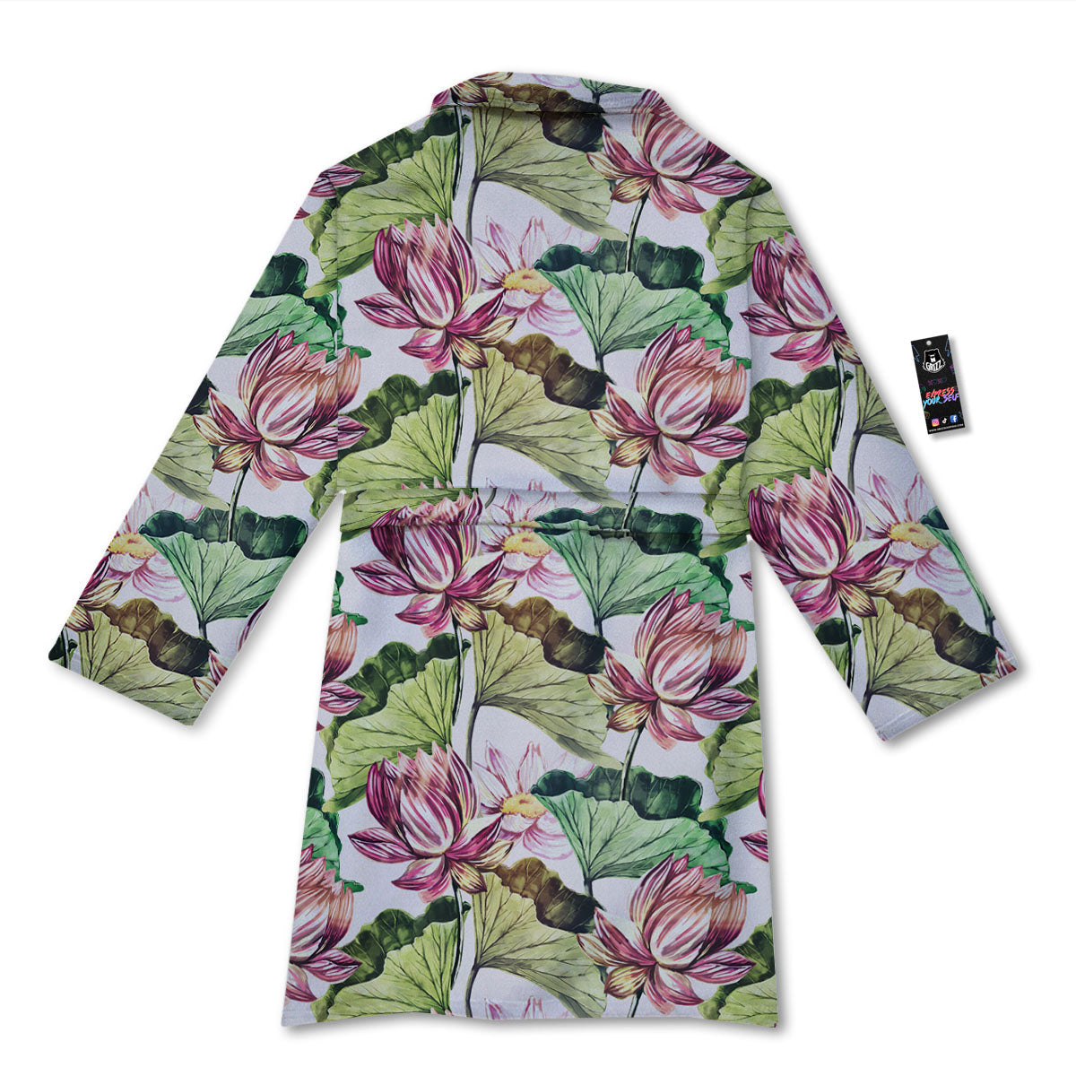 Lotus Pink Print Pattern Bathrobe-grizzshop