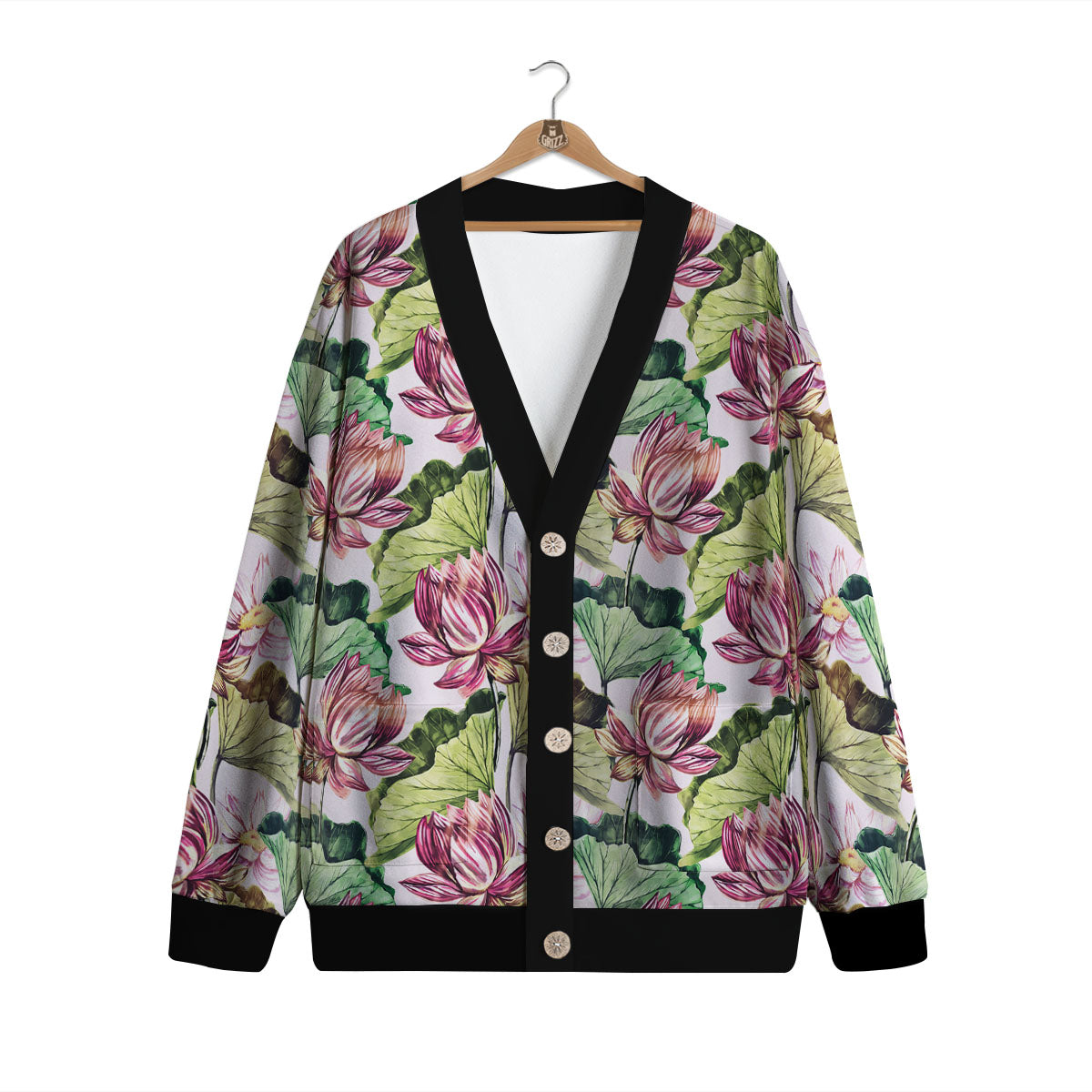 Lotus Pink Print Pattern Cardigan-grizzshop