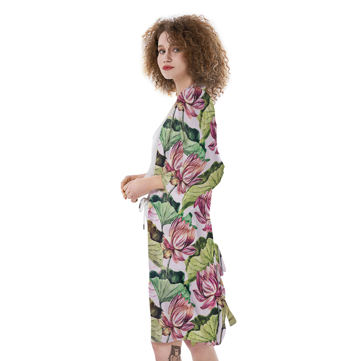 Lotus Pink Print Pattern Kimono-grizzshop