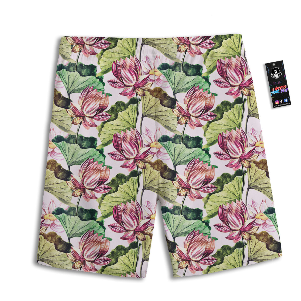 Lotus Pink Print Pattern Men's Athletic Shorts