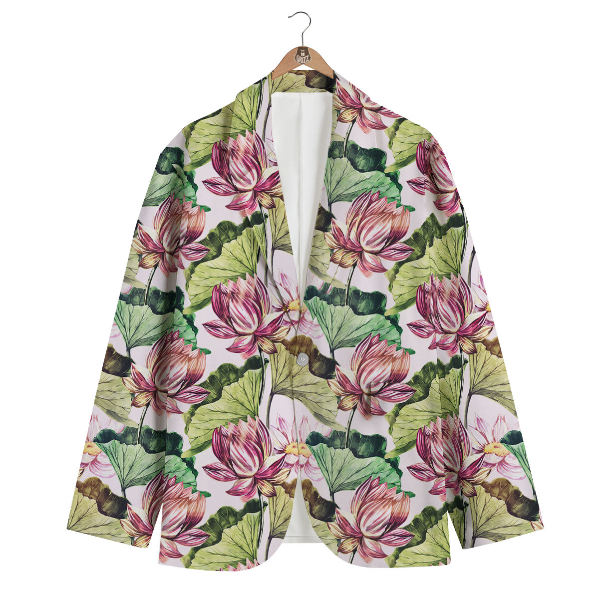 Lotus Pink Print Pattern Men's Blazer-grizzshop