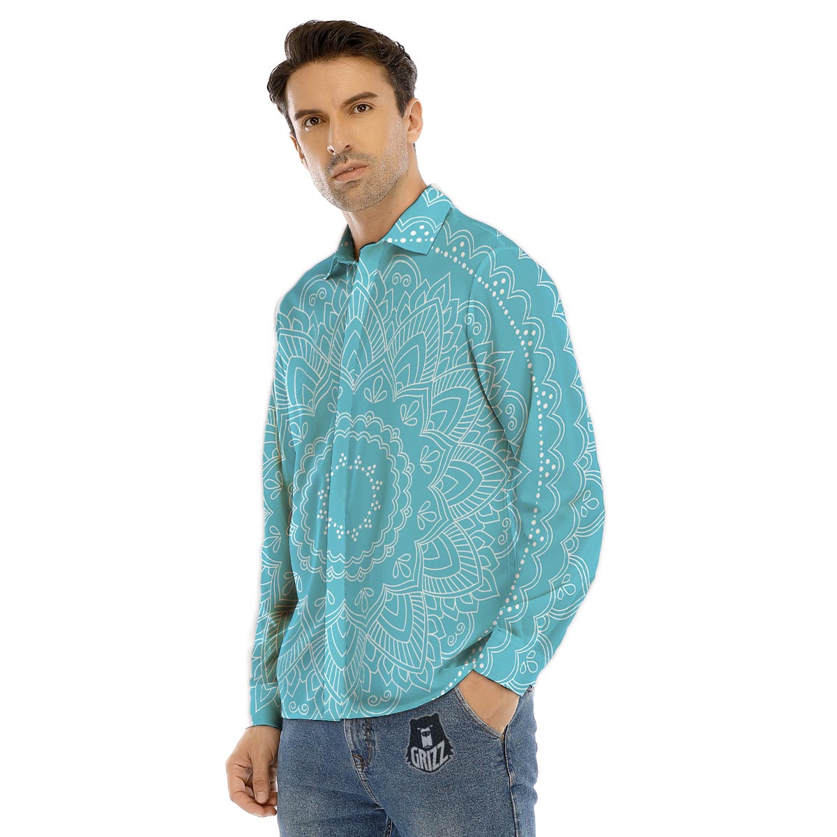 Lotus Pink Print Pattern Men's Dress Shirts-grizzshop