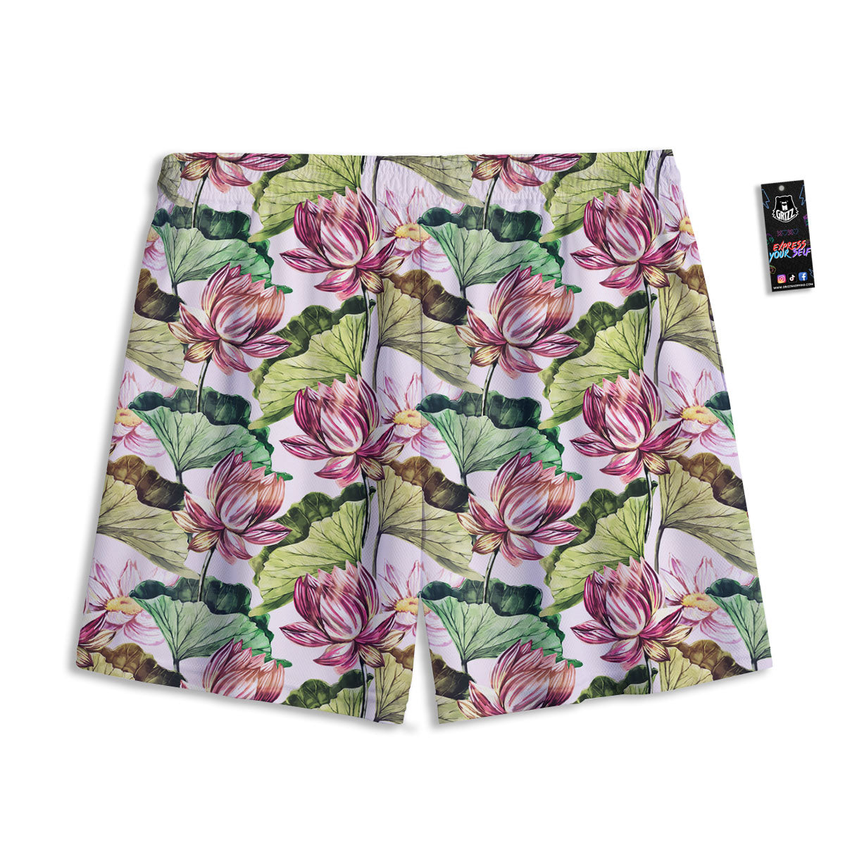 Lotus Pink Print Pattern Mesh Shorts