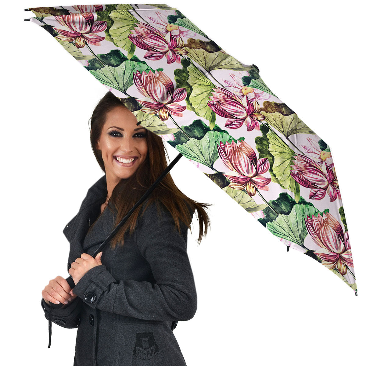 Lotus Pink Print Pattern Umbrella-grizzshop