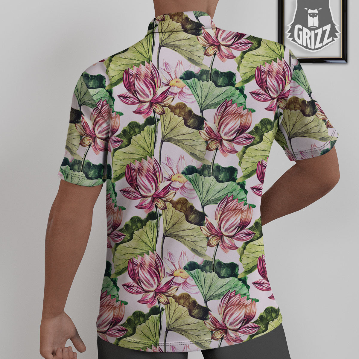 Lotus Pink Print Pattern Untucked Shirts-grizzshop