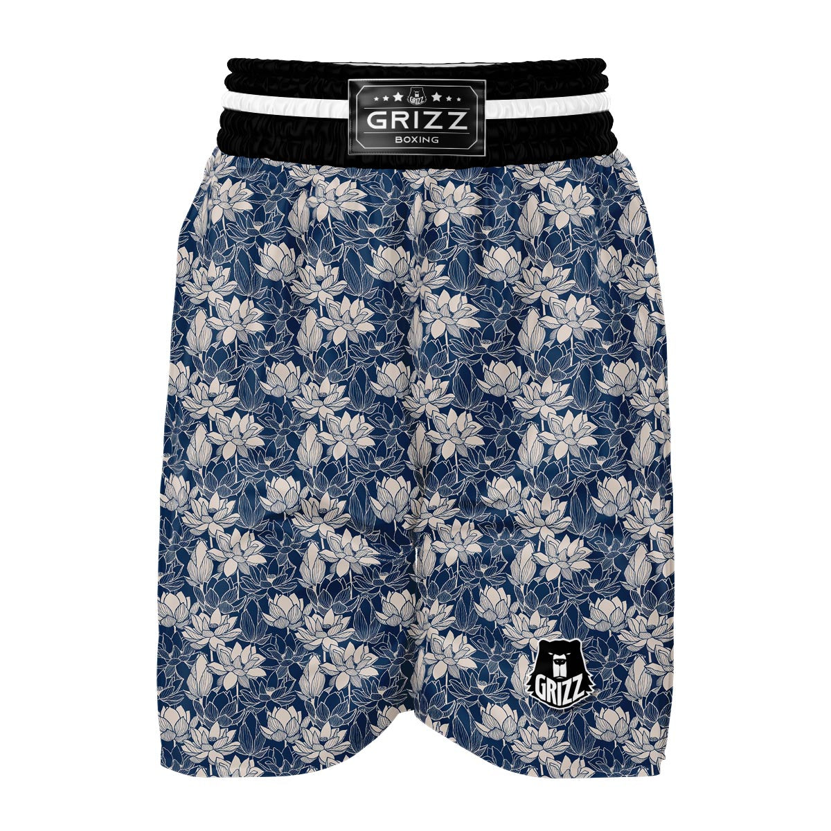 Lotus Print Pattern Boxing Shorts-grizzshop