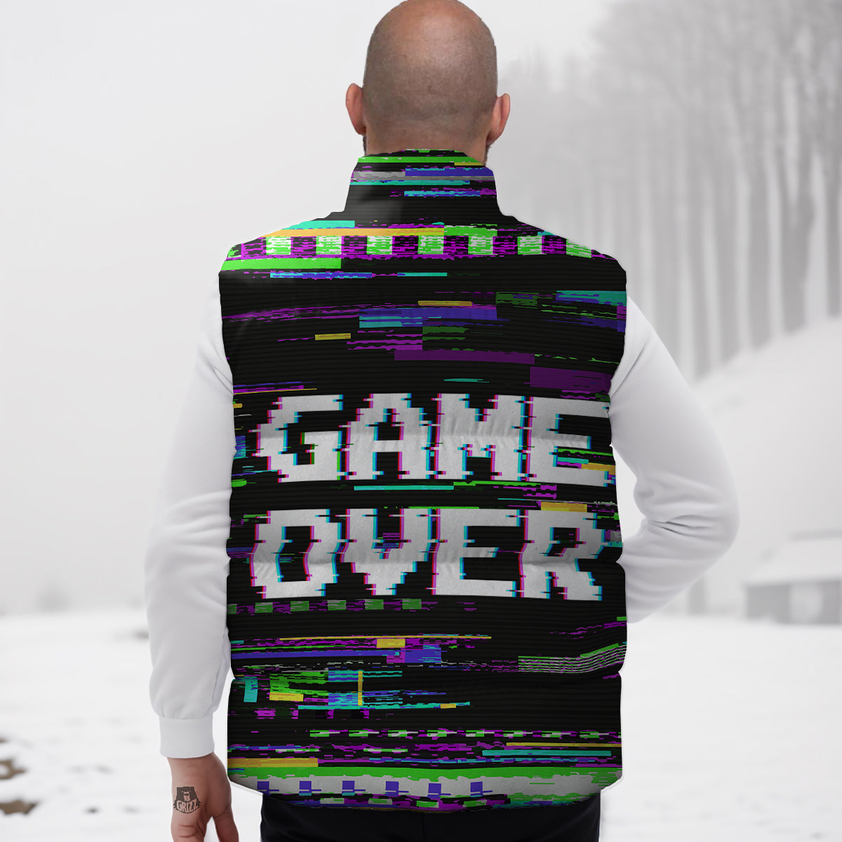 Lotus Print Pattern Down Vest