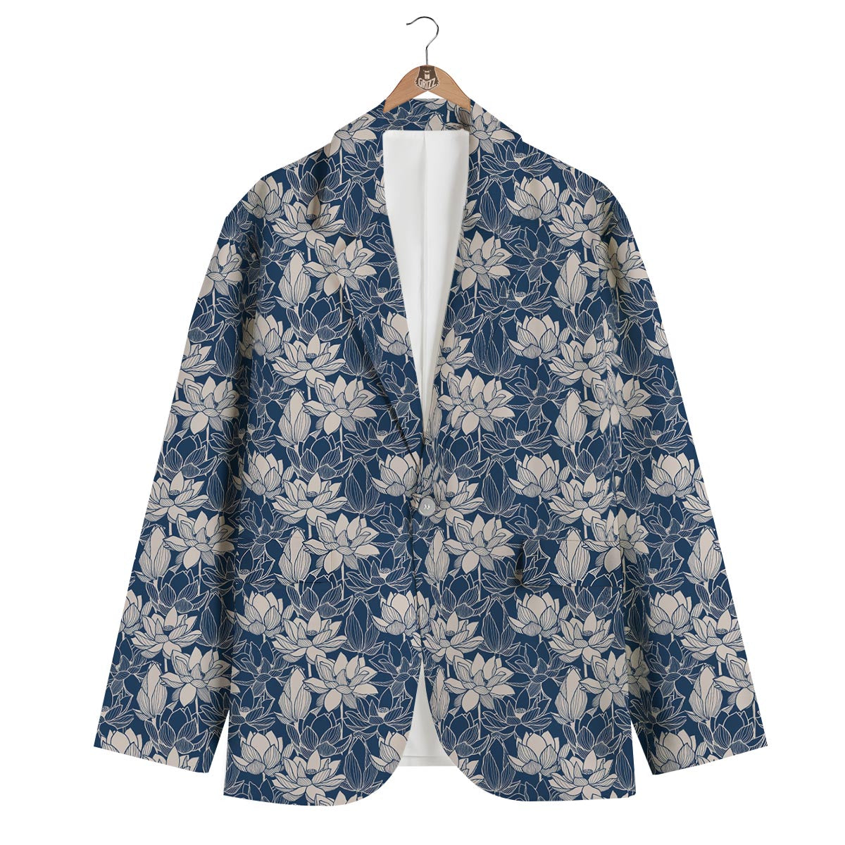 Lotus Print Pattern Men's Blazer-grizzshop