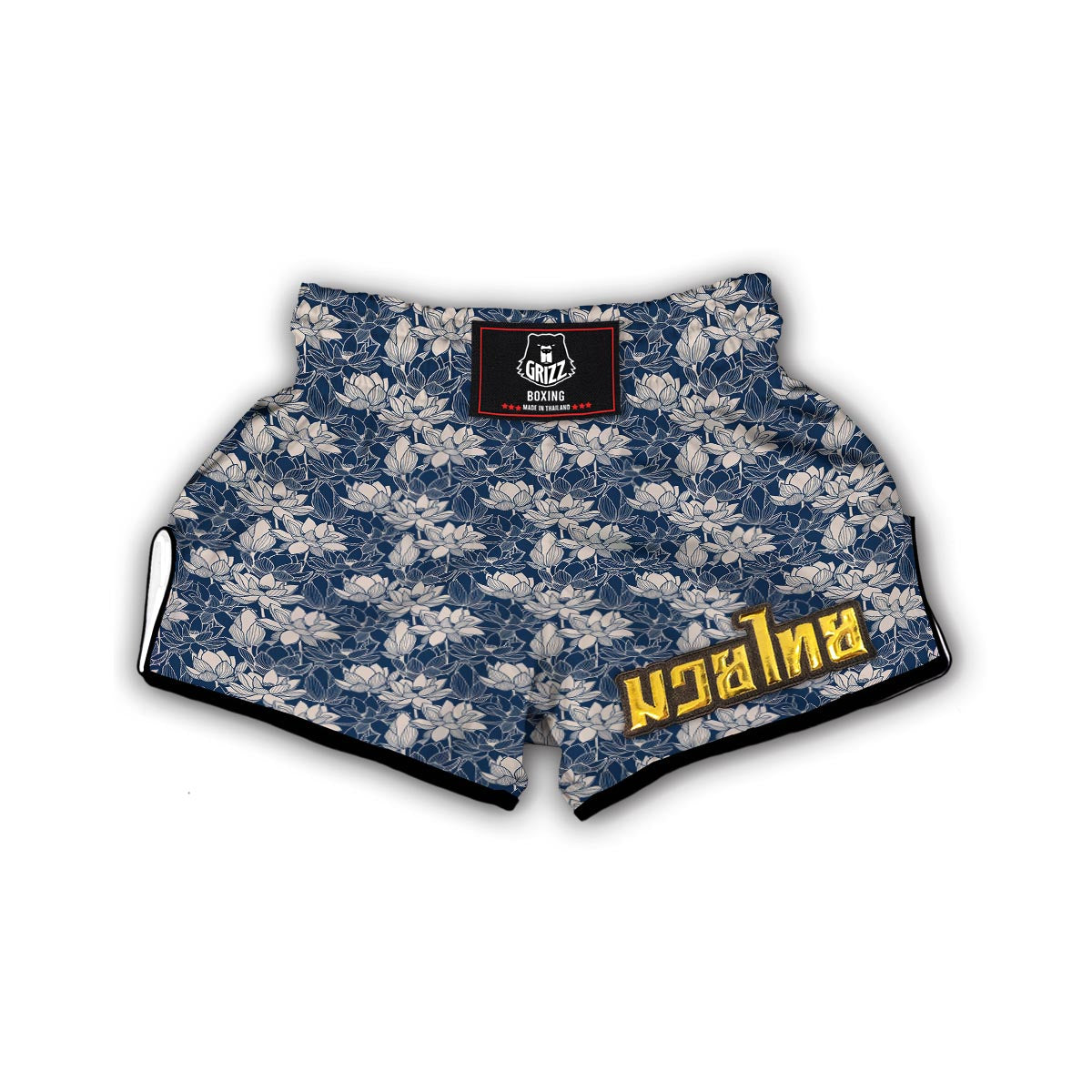 Lotus Print Pattern Muay Thai Boxing Shorts-grizzshop