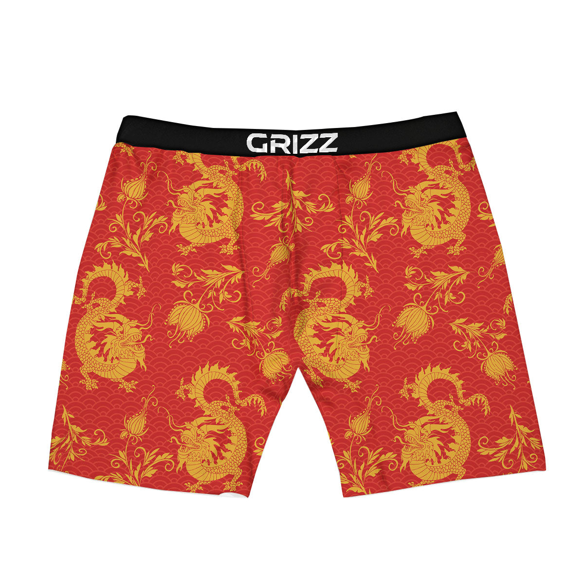 Lotus Red Dragon Print Pattern Boxer Briefs-grizzshop