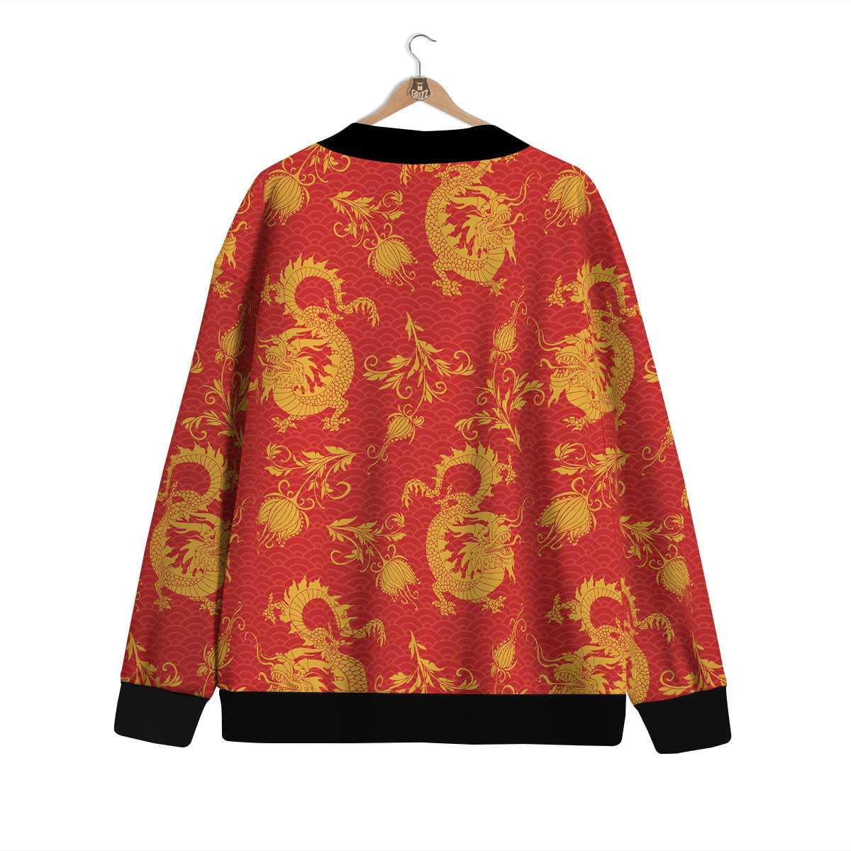 Lotus Red Dragon Print Pattern Cardigan-grizzshop
