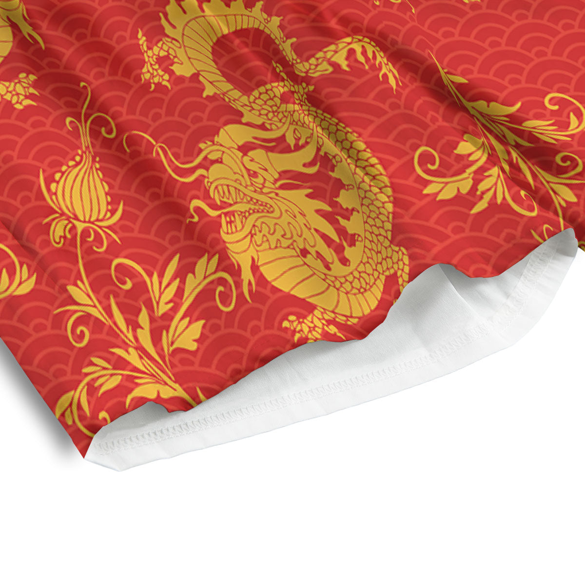 Lotus Red Dragon Print Pattern Men's Athletic Shorts