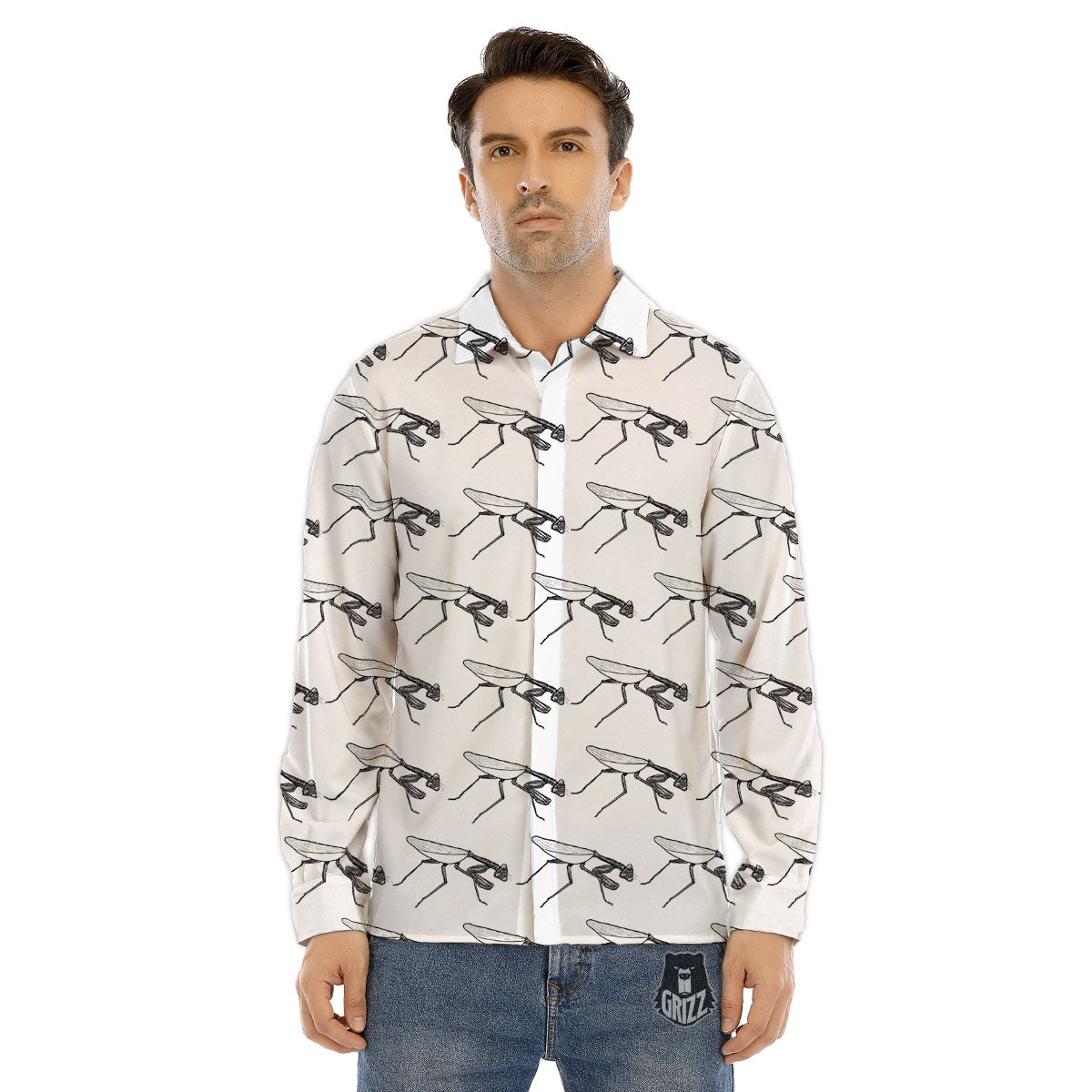 Lotus Red Dragon Print Pattern Men's Dress Shirts-grizzshop