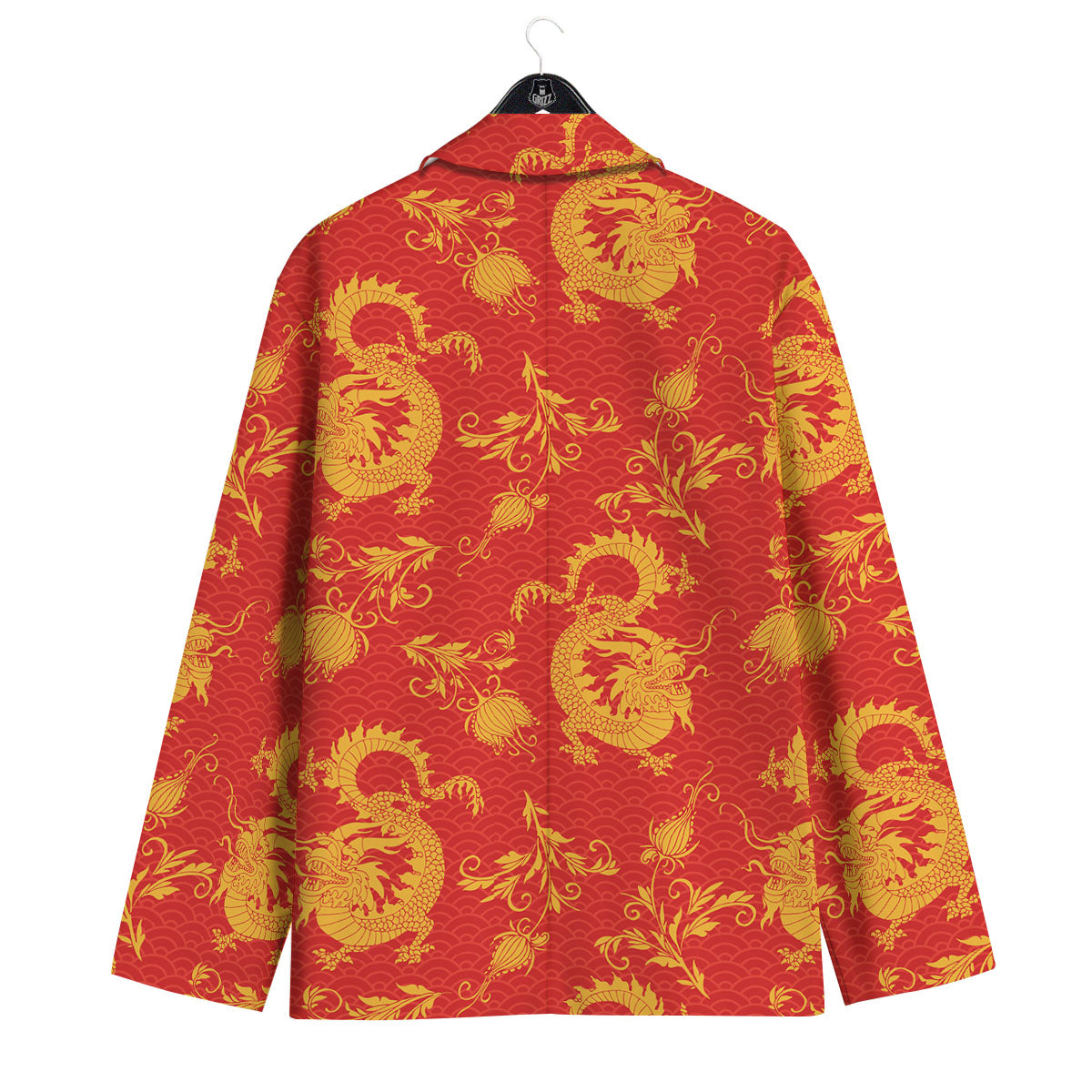 Lotus Red Dragon Print Pattern Men's Sport Coat-grizzshop